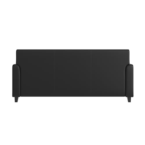 Image of Flash Furniture LeatherSoft Reception Sofa with Left, Black | Charging Station, USB-C Port, AC Outlets, USB Ports