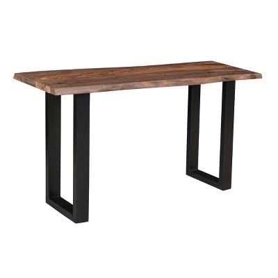 Image of REDWOOD Sheesham Wood Console Table for Living Room | Entryway Hallway Sofa & Fish Tank Table for Home & Office | Wooden Side Entrance Table with Solid Black Coated Metal Legs | Brown Finish