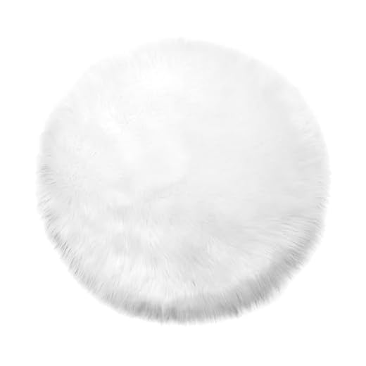 Fårskinnsmatta, Imitation av Fuskpäls | Vardagsrum Sovrum Barnrum | Som en Konstgjord Matta Eller en Matta på en Soffa i en Fåtölj (Vit - 60 cm Runda)