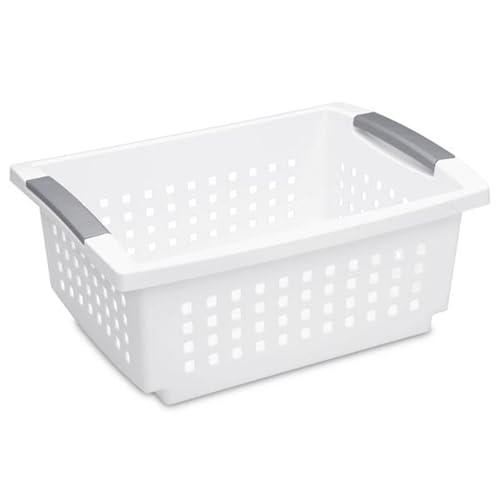 Image of Sterilite Small Stacking Baskets w / Handles for Bathroom & Pantry, 16-Pack