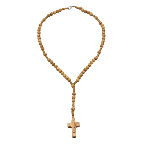 Exquisite Handmade Catholic Rosary Beads with Cross, Natural Olive Wood Rosaries Necklace Prayer Gifts for Men Women