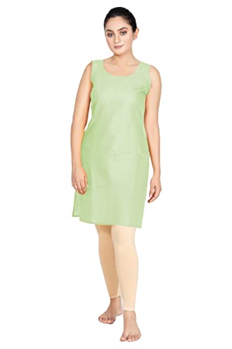 Image of Women's Cotton Long Camisole for Kurti /Suit Slip /Long Inner /Samij for Women Sameej /Knee Length Inner Wear /Sameez /Kurti Slip /Round Neck /Invisible