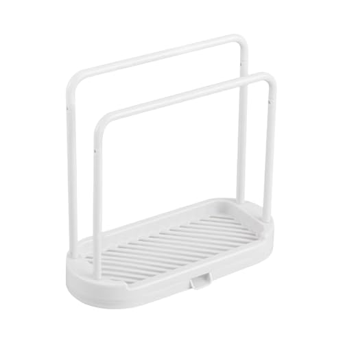 Supporto per strofinacci – Porta stracci per cucina | Porta asciugamani da lavello | Portasciugamani rimovibile | Porta asciugamani con vassoio di drenaggio per scrubber, accessorio per piano di
