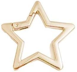 Star Shaped Stainless Steel Keychain, Car Keychain, Carabiners for Keys and Wallet Accessory with Key Chain Rings?41mm? (Gold)