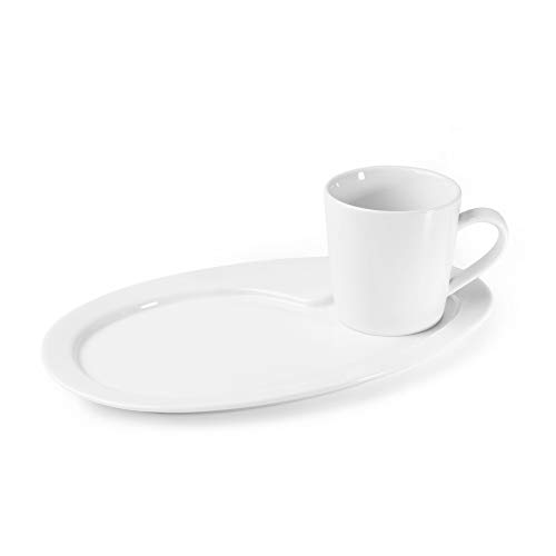 Holst Porzellan KT 005 Set 2 MP Plato de Desayuno de Porcelana con Taza de café Anna, 0,24 L, Blanco