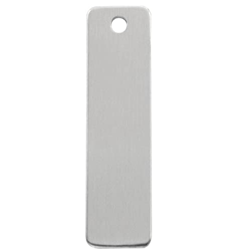 ABBECIAO 50 Pack Rectangle Stamping Blanks for Metal Stamping and Jewelry Making 0.06 Inch Thick - 1.77 Inches x 0.47 Inch Aluminum Rectangle Tags w/Hole