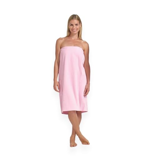 Boca Terry Womens Spa Wrap - 100% Cotton Spa, Shower, Bath and Gym Towel w Snaps, Towel Wrap for Women, Pink, 4XL