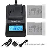 Kastar Fast Charger + Battery 2-Pack for Nik EN-EL14a, EN-EL14, ENEL14A, ENEL14 & Nik Coolpix P7000 P7100 P7700 P7800, D3100, D3200, D3300, D3400, D5100, D5200, D5300 DSLR, Df DSLR, D5600 Cameras