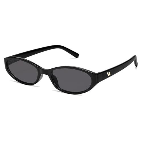 Image of Retro Oval Sunglasses Womens Mens Y2k Trendy Cateye Shades AR82299 | Narrow Round Cute Sunnies,90s 2000s Cool Skinny Frame