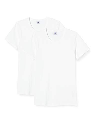 Petit Bateau Girls' Short-Sleeved White T-Shirt - 2-Pack Undershirts Sizes 2-18 Years
