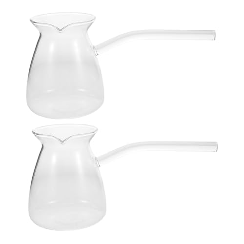 FUNOMOCYA 2Pcs Turkish Coffee Maker with Ergonomic Side Handle Heat Resistant for Brewing Tea Warming Milk Melting Versatile Kitchen Essential