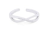 AFFY 14k White Gold Over Sterling Silver White Natural Diamond Accent Infinity Toe Ring Adjustable