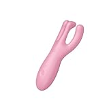 Satisfyer Threesome 4 Vibratore Lay-on | Sex Toys con le App | 3 Motori per la Stimolazione di Clitoride e Labbra | Impermeabile (IPX7) | Sex Toy Dildo per Donne in Rosa
