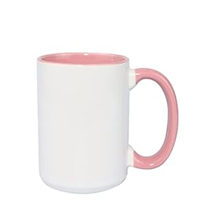 Ceramic 15oz Sublimation Coffee Mug, Pink, Case of 24