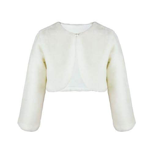 Toddler Kids Faux Fur Cardigan Bolero Long Sleeve Top Cute Shrug Jacket Outwear Princess Cape ，Dress Coat for Girls2