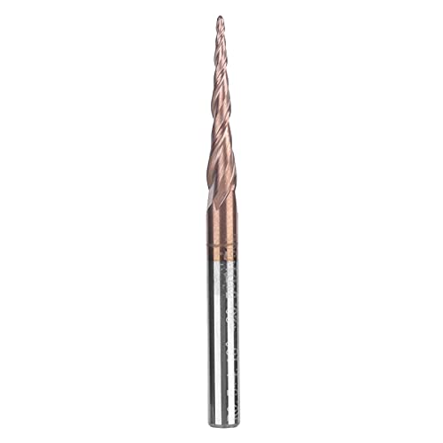 ZAWELIYO Tapered Ball Nose End Mill, CNC Router Bits Tools, Suitable for cutting, end milling, grooving, Excellent chip removal effect, Antique brass plated coating
