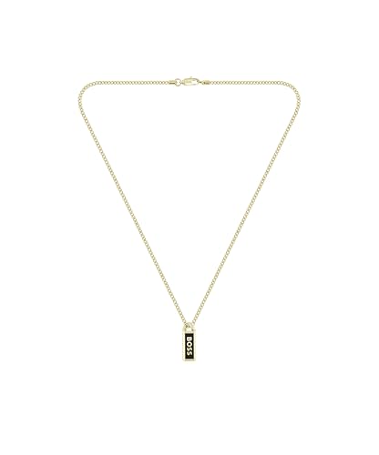 BOSS Jewelry Collar de Cadena para Hombre Colección KASSY EMBLEM en Oro Amarillo con un Colgante en Esmalte Negro - 1580678
