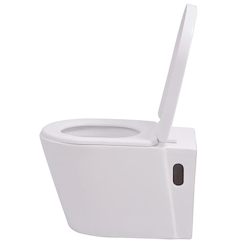 vidaXL Wand H&auml;nge WC Keramik Softclose Sitz Absenkautomatik Wei&szlig; Toilette