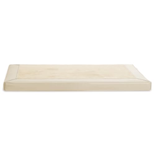 tierlando® Orthopädische Hundematratze Carlos VIP Ortho-Medic Hundematte aus Kunstleder und Velours mit Visco Memory Foam, Größe: 80x60cm | Farbe: 05 Creme