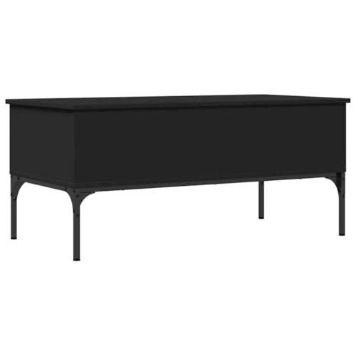Table basse bois d'ingénierie noir et métal structure robuste de 100 cm style industriel - 8