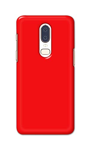 Image of Printed Hard Back Cover Case for OnePlus 6 Back Cover (Plain Red) -1803