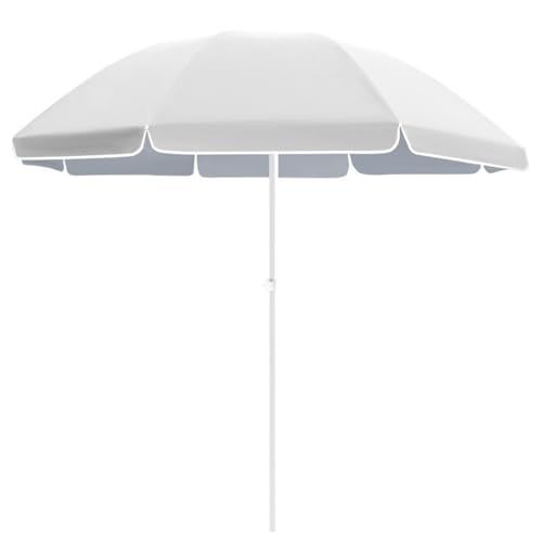 Beauenty 2M Patio Umbrella UV Protection Waterproof Outdoor Beach Umbrella Adjustable Height Portable Sunshade Umbrella for Garden Camping Deck Yard Pool (Beige White)
