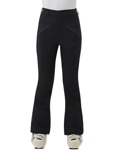 HIGH EXPERIENCE Womens Ski Pants Slim Fit Snow Fleece Lined Snowboard Soft Shell Fitted Insulated Waterproof Windproof Warm (Black, Medium)