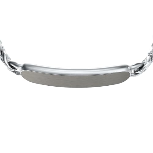 Image of Fossil Men's Plated Stainless Steel Engravable Personalized Gift ID, Chain or Cuff Bracelet for Men