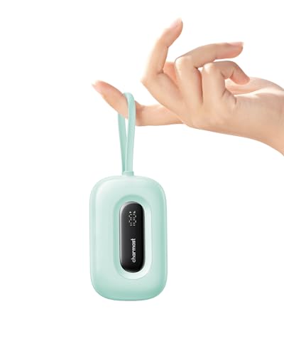 Charmast Small Portable Charger with Built in Cable (Removable), Compact Power Bank 20W Fast Charging, 10000mAh Cute USB C Battery Pack Travel Essentials Compatible with iPhone 15/14/13/12 Samsung