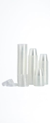 2 oz. Pack of 200 Leakproof Jello Shot Cup with lid Mini Containers for Salad Dressing Sauce Condiment Snack Souffle and Salsa, Disposable