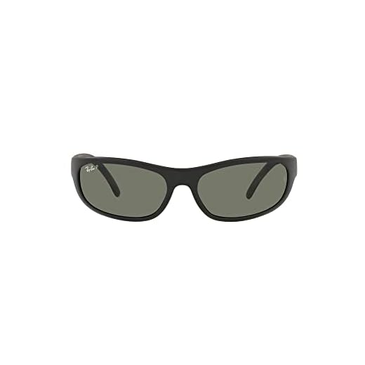 Ray-Ban Men's RB4033 Predator Rectangular Sunglasses, Matte Black/Polarized Green, 60 mm