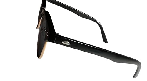 Black Retro Half Frame Sunglasses for Men and Women, Vintage3