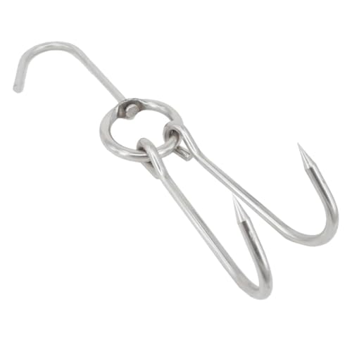 MOLUCKFU 6 pièces Crochets Acier Inoxydable Double pour Viande Résistants Rouille Accessoires Barbecue pour Suspendre Volailles et Viandes Diamètre Boucherie et Fumage