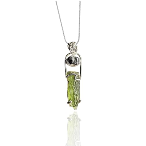 Authentic Moldavite Pendant Necklace Real Czech Moldavite Crystal Pendants 925 Sterling Silver Handmade Healing Crystal Jewelry Gift for Him/Her Chakra Birthstone Pendant4
