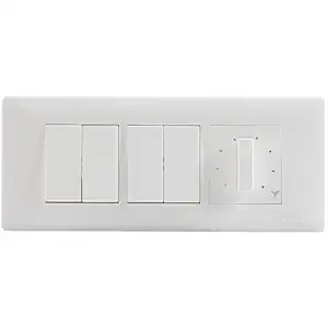 Havells Crabtree Anti Viral Switch (Athena) Combo of 6 M Plate, 10 AX Switch & 2M Fan Regulator, White (Kit 8)