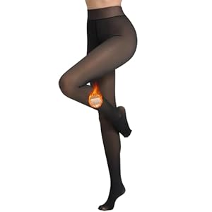 Vertvie Medias térmicas para mujer, mallas de invierno translúcidas con forro polar interior, medias de felpa forradas de cintura alta, medias translúcidas que mantienen el calor, medias elásticas,
