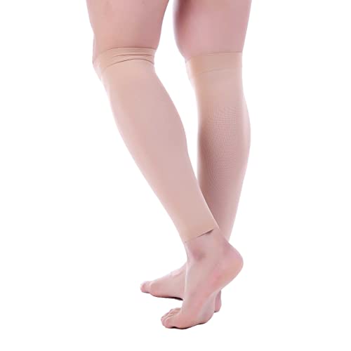 Doc Miller - Compression Calf Sleeve for Petite Men & Women, Medical Grade, 20-30mmHg Graduated Support for Running, Calf Tear, Shin Splints, Knee High, Beige Calf Sleeves, Large Size, 1 Pair, Petite - Image 6