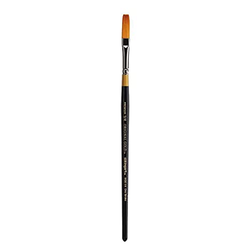 KINGART Premium Original Gold 9100-1/4 ONE Stroke Series Artist Brush, Golden Taklon Synthetic Hair, Short Handle, for Acrylic, Watercolor, Oil and Gouache Painting, Size 1/4"
