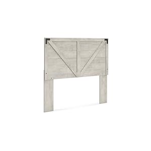 Signature Design by Ashley Shawburn Farmhouse Crossbuck Panel Headboard, Queen, Light Gray