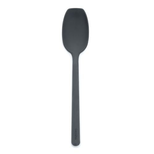 GreenPan Platinum Silicone Flat Head Spoon, Mixing Stirring Serving, Cooking Kitchen Utensil, Flexible Rubber Nonstick Cookware, Steel Core, Anti-Slip & Heat-Resistant, BPA-Free, Dishwasher Safe, Gray
