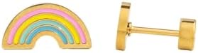 Pip Pop Pastel Rainbow Flat Back Earrings - Hypoallergenic, 18K Gold PVD image 5
