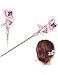 Chinese Traditional Style Hair Decor,STAR-TOP Vintage Crystal Rhinestone Flower Shape Barrette Hair Clips Hairpins with Jewelly Box For Ladies Girls (Pink)