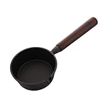 MUELODSIC Mini Padella Ghisa Antiaderente con Manico in Legno Portatile per Uova Fritte e Omelette Compatibile Forno Induzione Elettrici e Grill