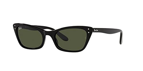 Ray-Ban Womens RB2299 Lady Burbank Cat Eye Sunglasses, Black/Green, 52 mm
