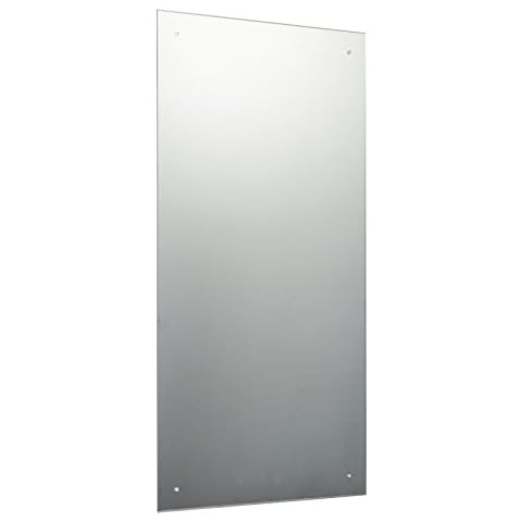 Waterstone Mirrors & Frames LTD 90 x 45cm Rectangle Bathroom Mirror Glass with Pre Drilled Holes & Chrome Cap Wall Hanging Fixing Hardware Cover