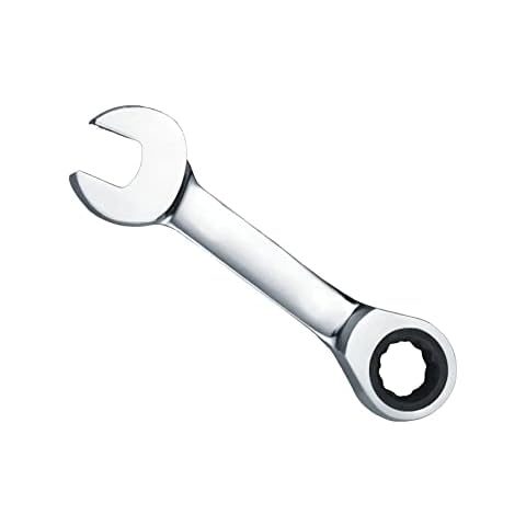 Short Ratchet Spanner 10 mm, Stubby Combination Ratcheting Wrench, Professional Chrome Vanadium Steel Mini Small Ratcheting Ring Spanner for Repair Bicycle Home Metric Tool Cover