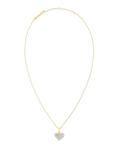 Kendra Scott Ari Pave Heart 18K Gold Vermeil Charm Necklace In White Diamond, Fine Jewelry For Women #TOP1