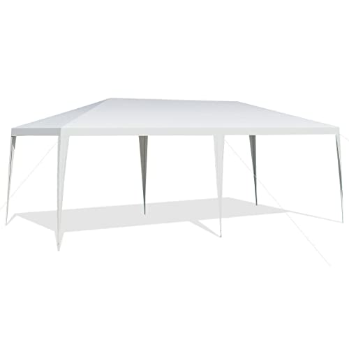 Costway 3m x 6m Canopy Tent, Waterproof Wedding Canopy with Wind Rope, Outdoor Shelter Pavilion for Parties Commercial Activity Camping, Heavy Duty Gazebo for Family Friends with Tent Peg (White)