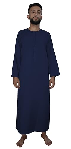 Dark Blue Thoub Men Thobe Jilbab Mens Galabeya Jelbab Abaya Robe Daffah Dishdasha Kaftan Juba Arab Jalabiya Middle East Modest Clothing (60