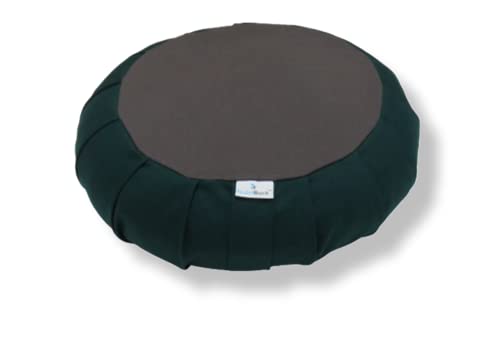 Image of Buckwheat ZAFU Meditation Cushion Filled with Buckwheat Hulls (Dark Green & Grey)